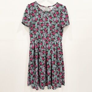 Lularoe Amelia Cap Sleeve Floral Dress Pleated 2XL